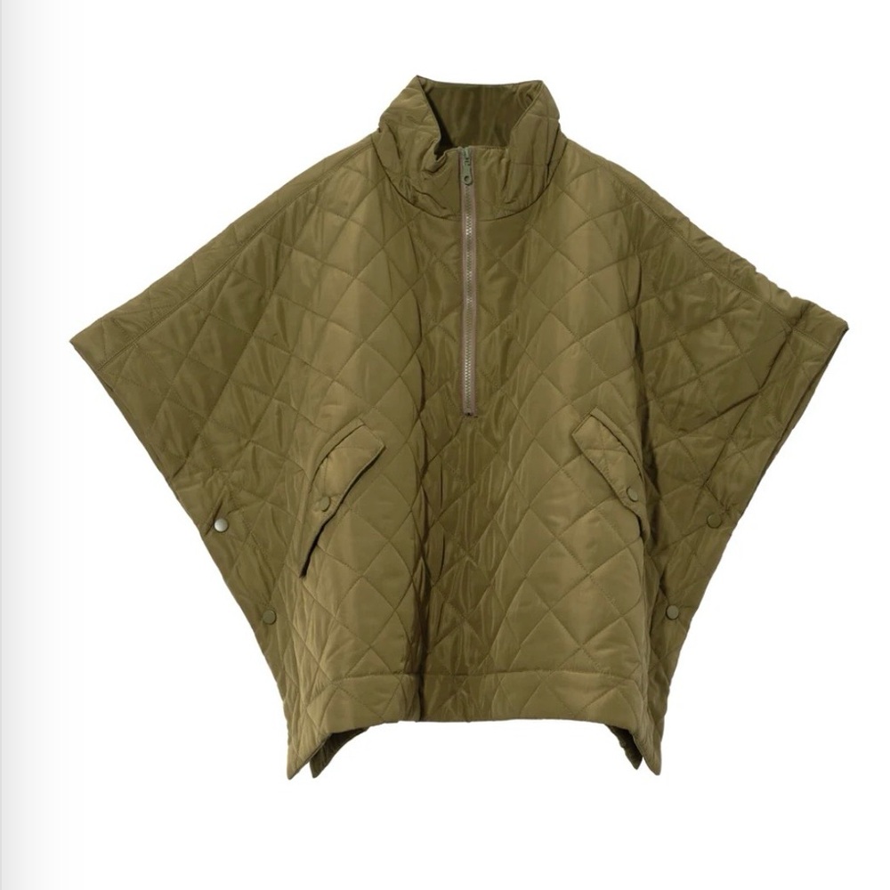 Echo Quilted Olive Green Poncho